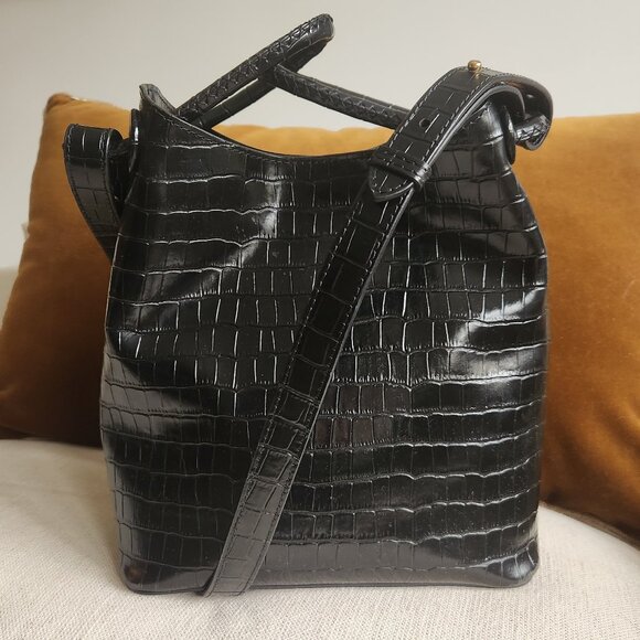 Elleme Paris “Vosges” Croc-Embossed Patent Leather Bucket Bag - EUC - Picture 11 of 15